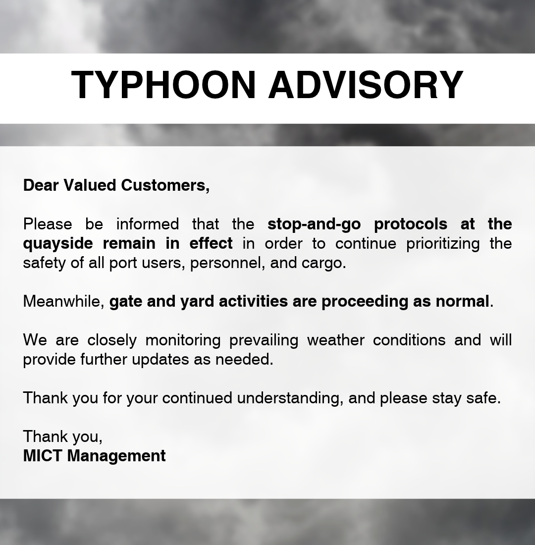 Advisory Stop-and-Go Operations remain in effect at the Quayside